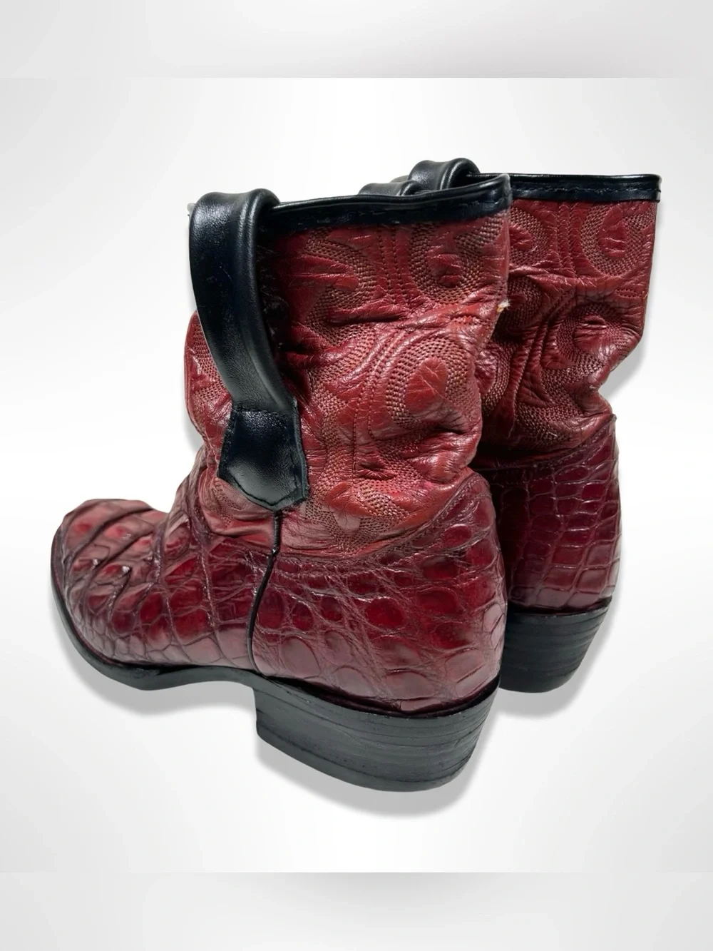 BOTAS RIOS vintage 90s giant hornback crocodile western ankle boots